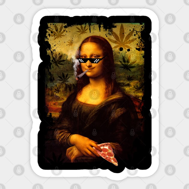 damn feels good to be a gangsta, mona lisa pizza Sticker by Nekron